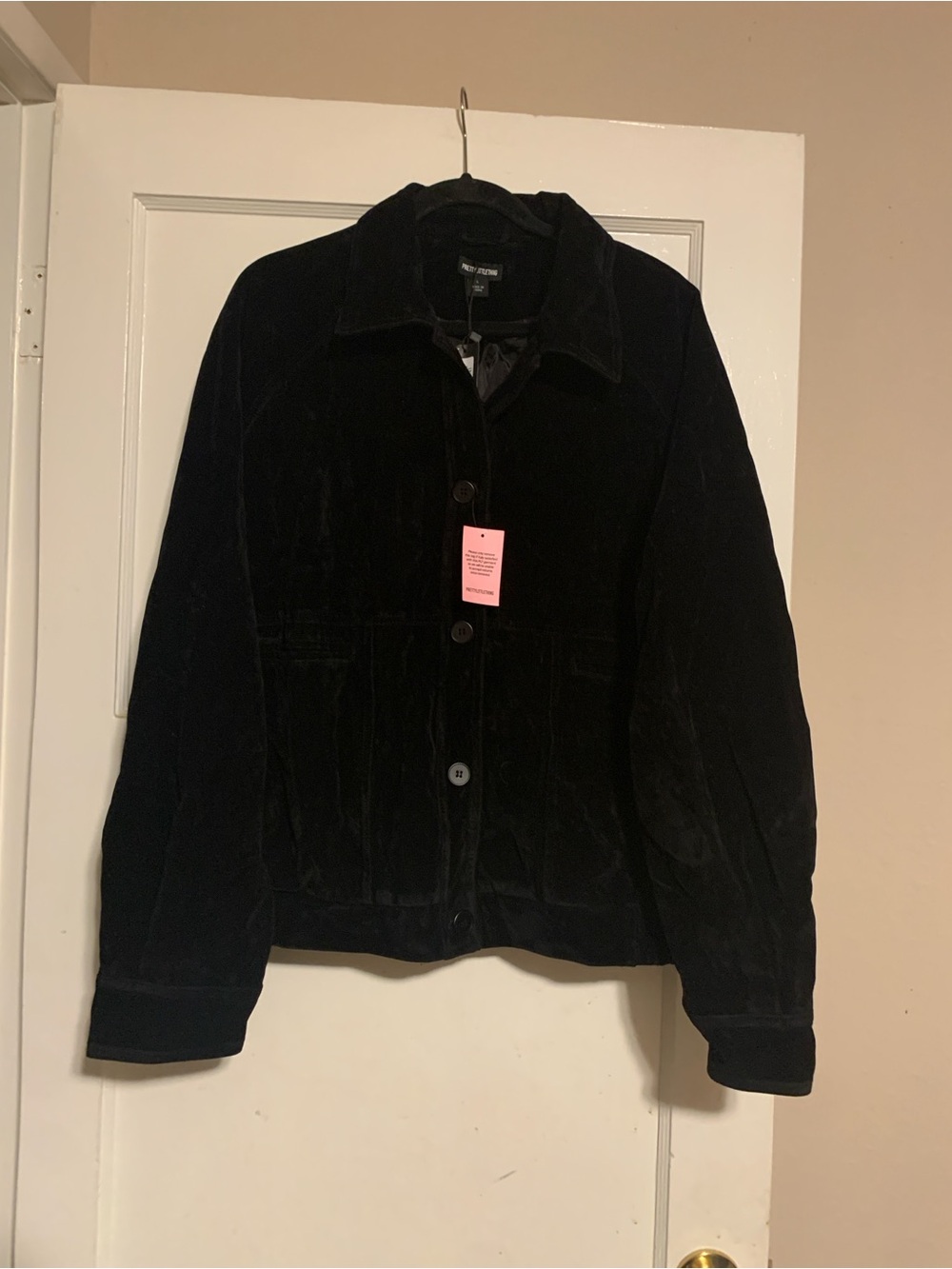 Velvet Button-Up Jacket in Black